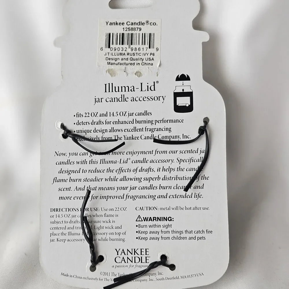 Yankee Candle Illuma Lid Candle Topper Ivy Pattern for 14.5 & 22 oz Jars